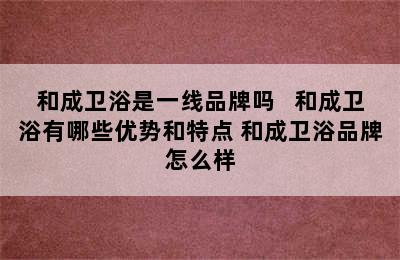 和成卫浴是一线品牌吗   和成卫浴有哪些优势和特点 和成卫浴品牌怎么样